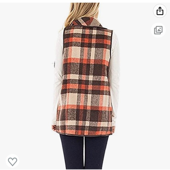 Unidear Size Small Buffalo Paid Vest Open Front Sleeveless Cardigan with Pockets - Picture 2 of 8